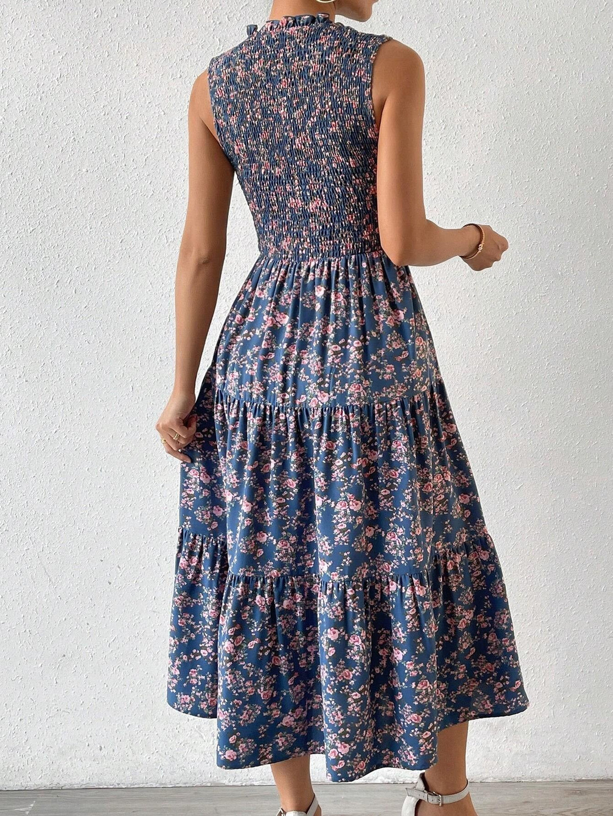 Printed Patchwork Sleeveless A-line Dress For Women