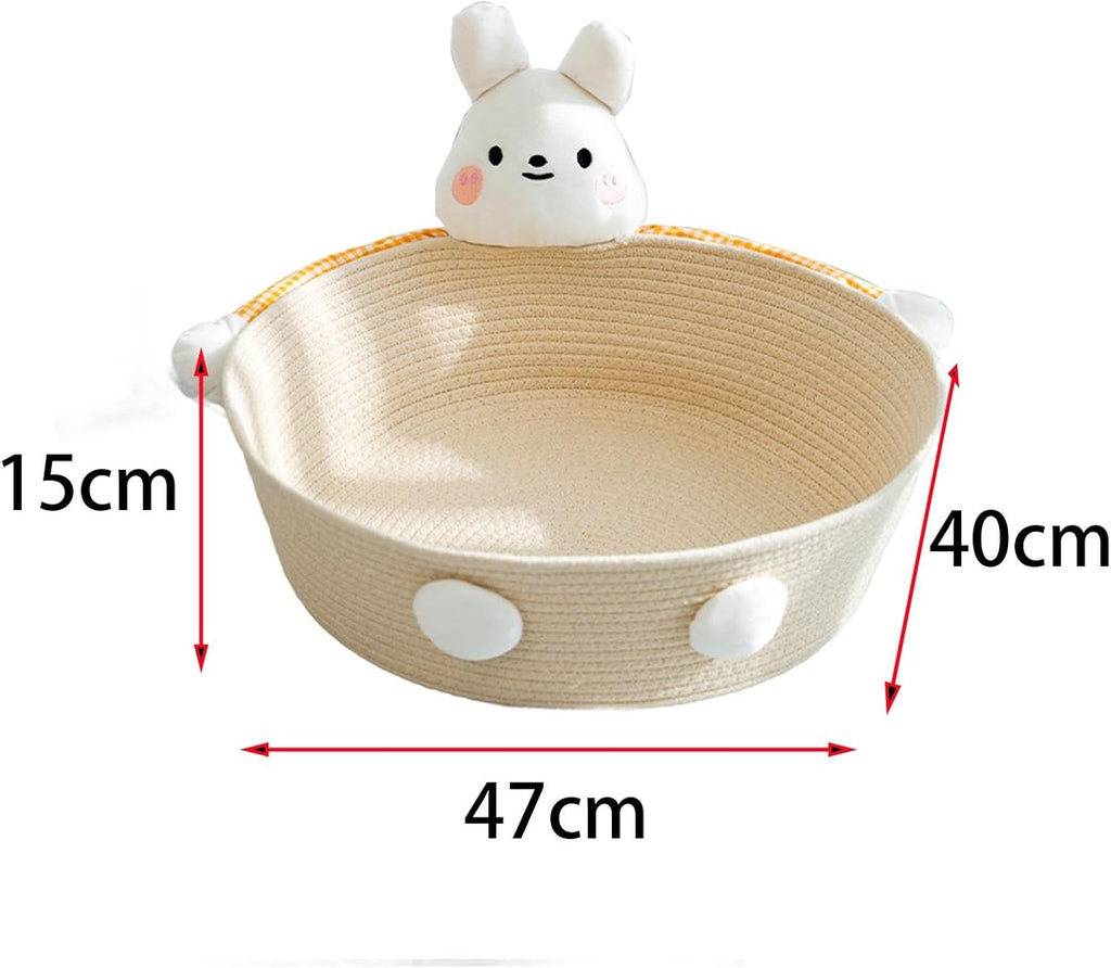 Cotton Rope Cat Bed Cat House Cat Scratcher Cat Scratching Board Woven Basket Cat Nest For Kitten Kitties Rabbits Indoor Cats, Rabbit