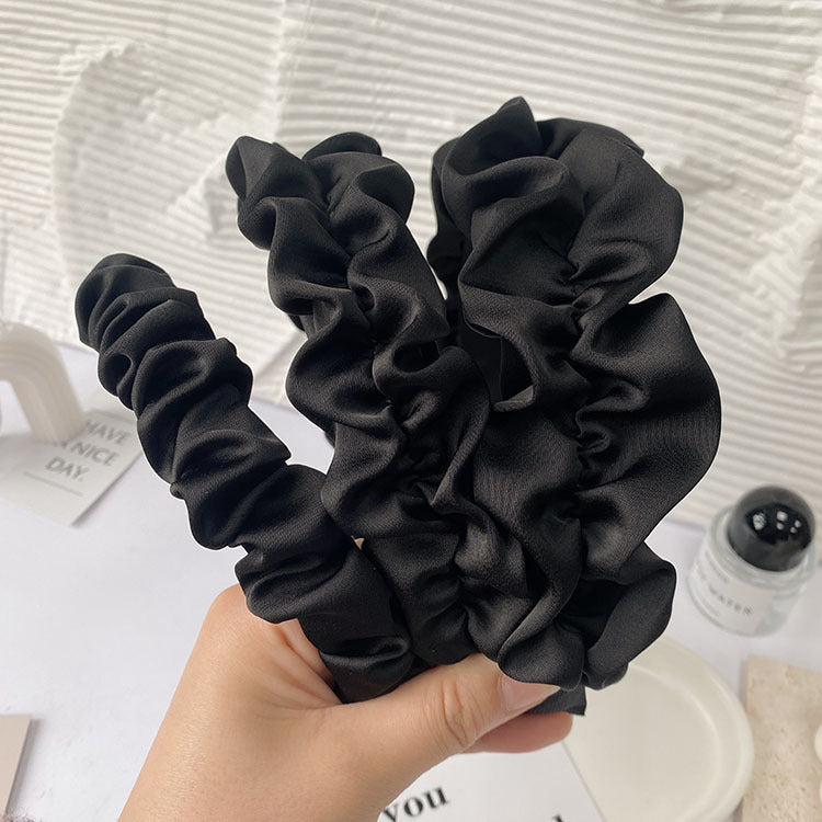 Black Large Intestine High-grade Satin Pleated Headband