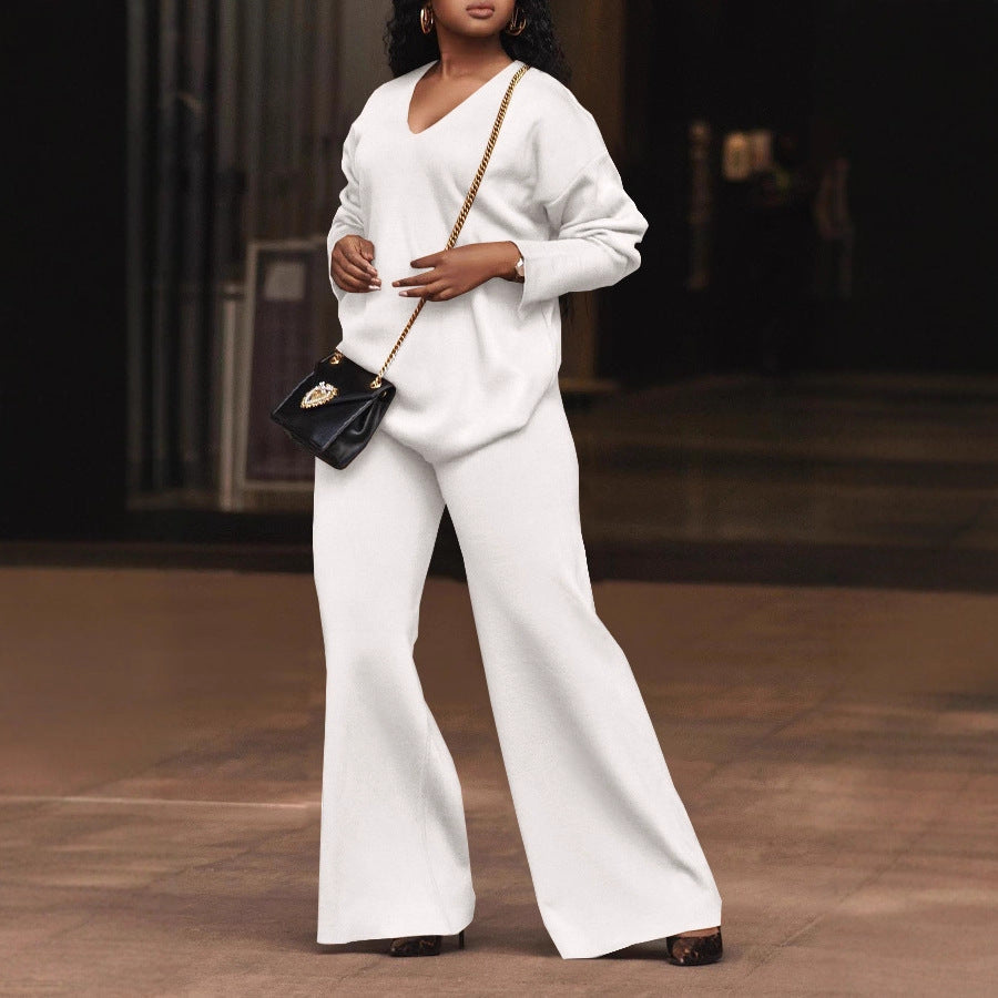 Women's Pure Color Thickened Suede Split Sleeve Two-piece Suit