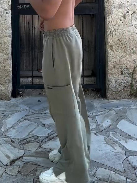 Men's Casual Elastic Waist Wide Leg Pants