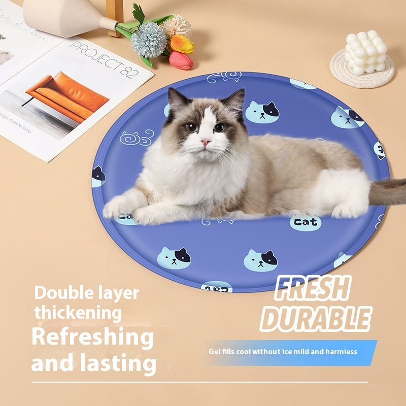 Pet Ice Pad Round Cartoon Cat Dog Gel