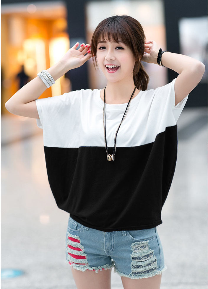 Loose-fitting Batwing Sleeve Shirt Student Women's Short Sleeve
