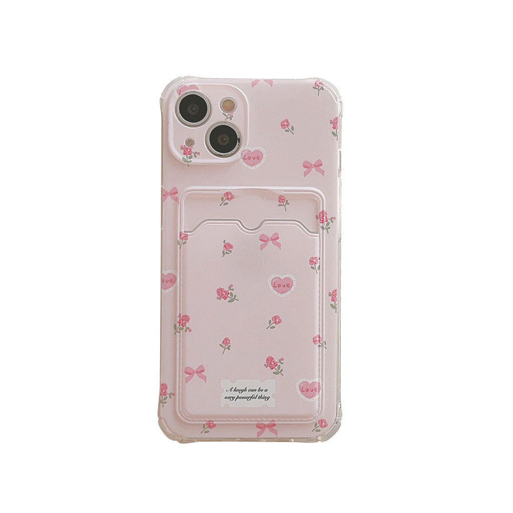 Small Broken Flower Phone Case Can Be Inserted Card
