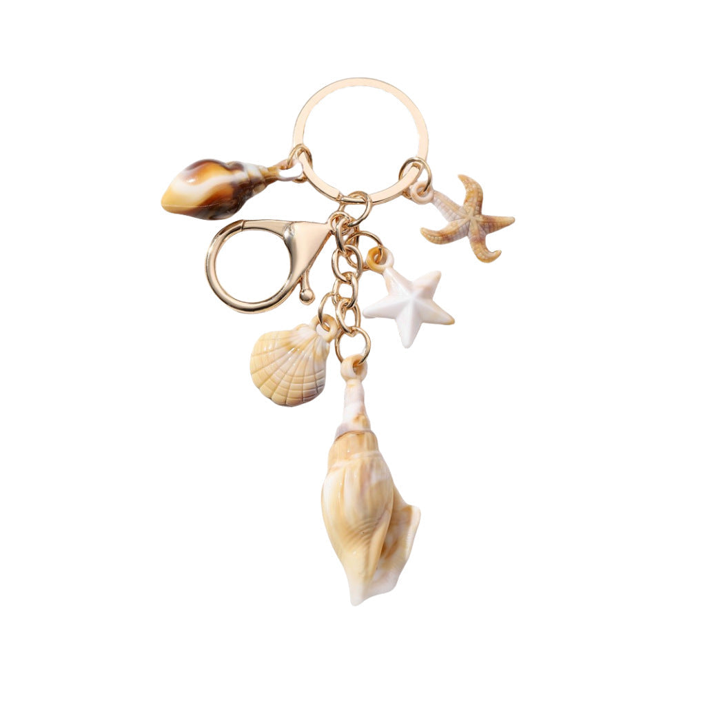 Simulation Shell Conch Starfish Five-pointed Star Pendant Keychain