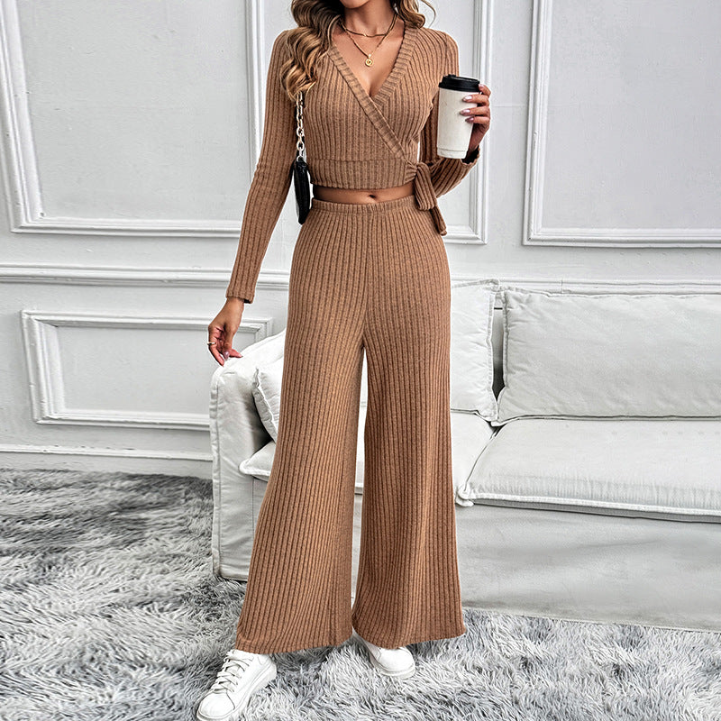 Solid Color Texture Basic All-matching Ladies Two-piece Set