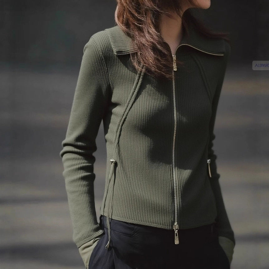 Trendy Lightweight Mature-style Slim-fit Knit Bottoming Top