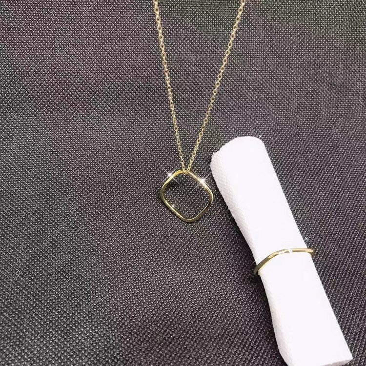 Small Square Ring Pendant Clavicle Chain Titanium Steel