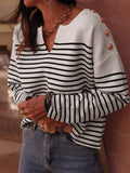 Contrast Color Striped Women's Autumnwinter Sweater