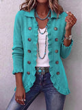 Elegant Womens Solid-Color Long-Sleeve Ruffled Knit Cardigan Sweater Coats With Buttons Spring Fall Front Opent Jackets Tops