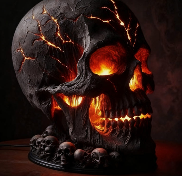 Halloween Lava Stone Skull Lamp Skull Desk Lamp With Spooky Led Light For Halloween Party Mantel Decoration Unique Room Accent