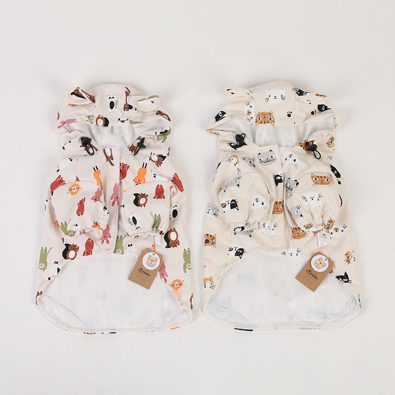 French Raincoat Puppy Waterproof Bear Clothes