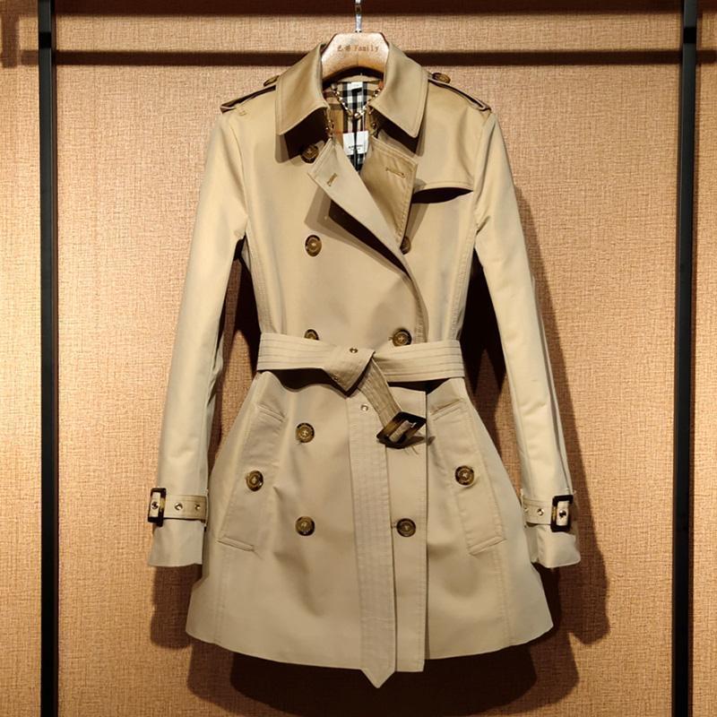 Front Shoulder Coat British Double Breasted Trench Coat