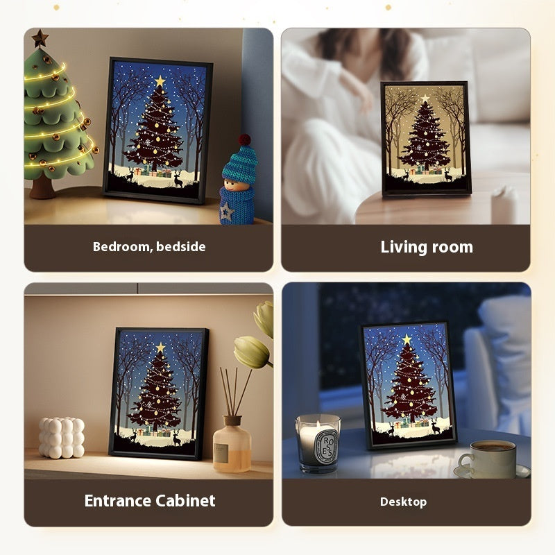 New Luminous Speaker Christmas Tree Painting Bluetooth Speaker Desktop Ornament Gift Light And Shadow Art Lighting