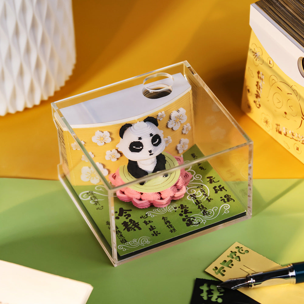 2026 Calendar Panda 3d Three-dimensional Post-it Notes