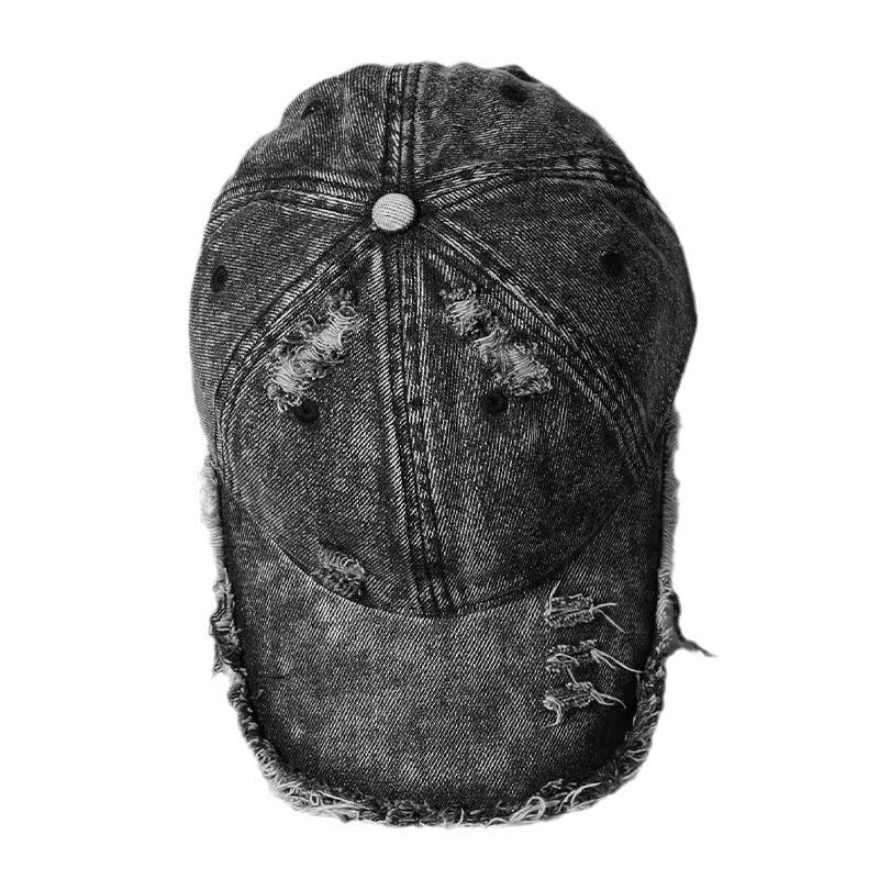 Washed Denim Burr Baseball Cap For Men And Women