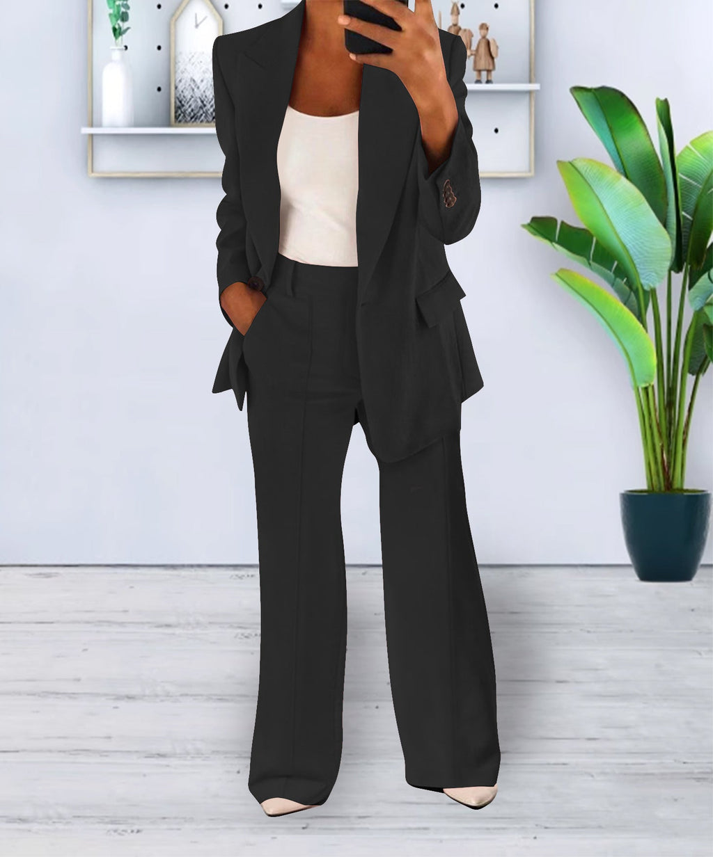 Women's Casual Blazer Suit  Two Piece Business Office Wear Set Fit Jacket And Pants