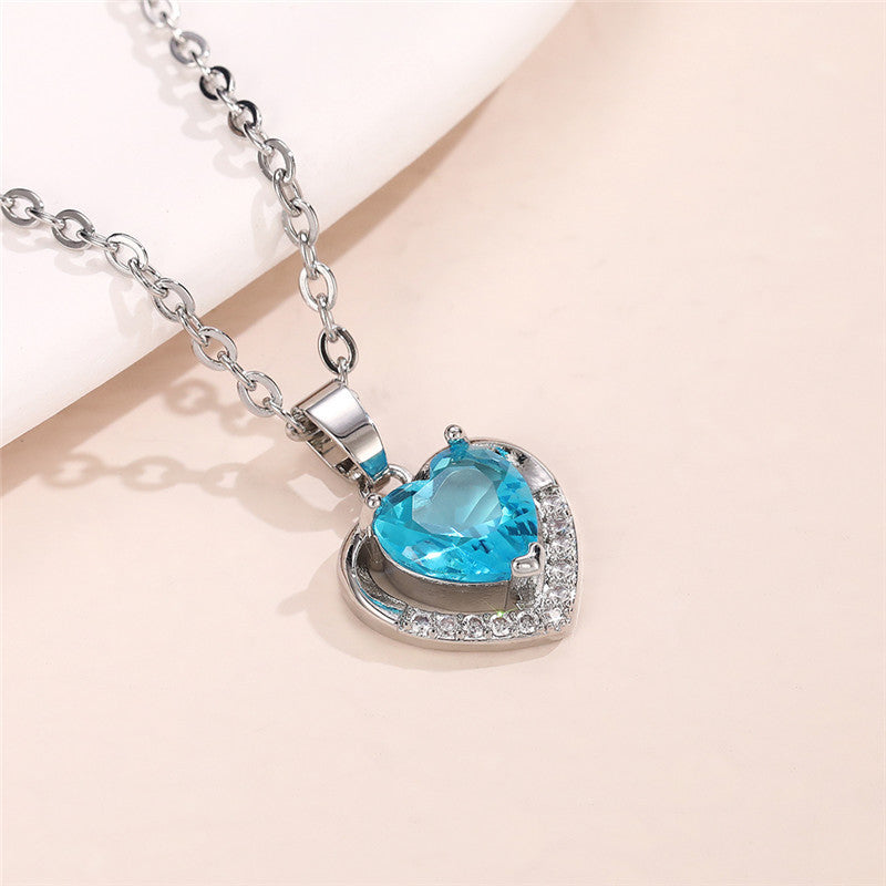Ocean Heart Pendant Necklace Romantic Valentine's Day Gift