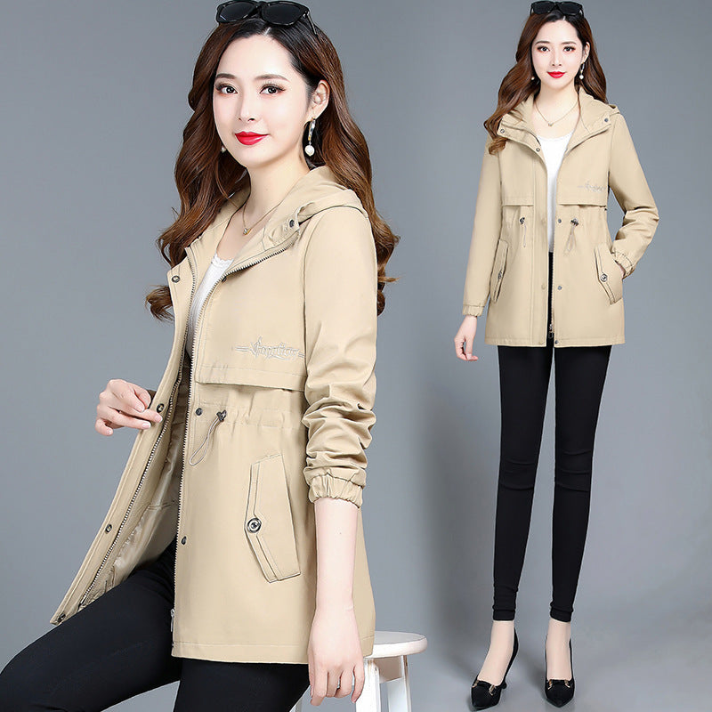 Women's Mid-length Hooded Trench Coat