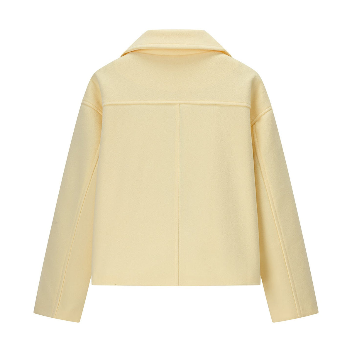 Lapel Long Sleeve Double Breasted Short Woolen Coat