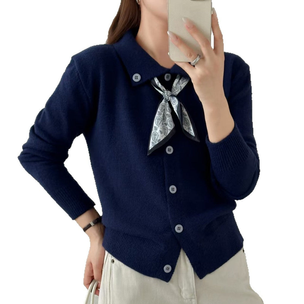 Lazy Fashion Lapel Scarf Sweater