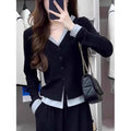 Women's Winter Modal Fake Two-piece V-neck Long-sleeved T-shirt