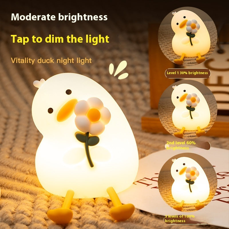 Adorable Duck Night Light - USB Rechargeable LED Bedside Lamp for Bedroom Decor