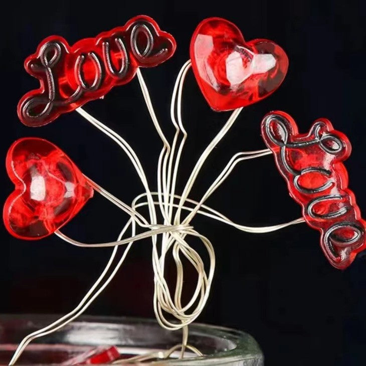 Valentine's Day Love LED Light Wedding Bouquet Gift Decorative Copper Wire Lamp