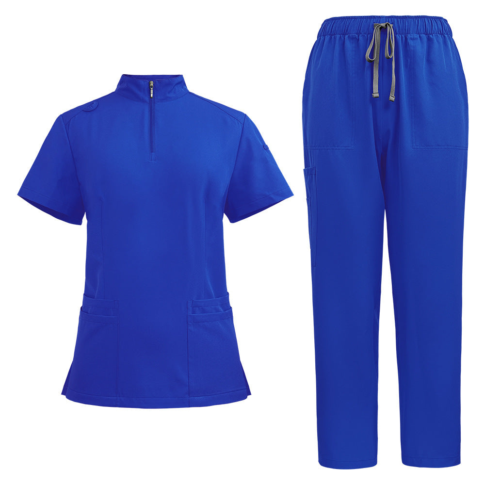 Stand Collar Zipper Doctor Nurse Work Uniforms Suit