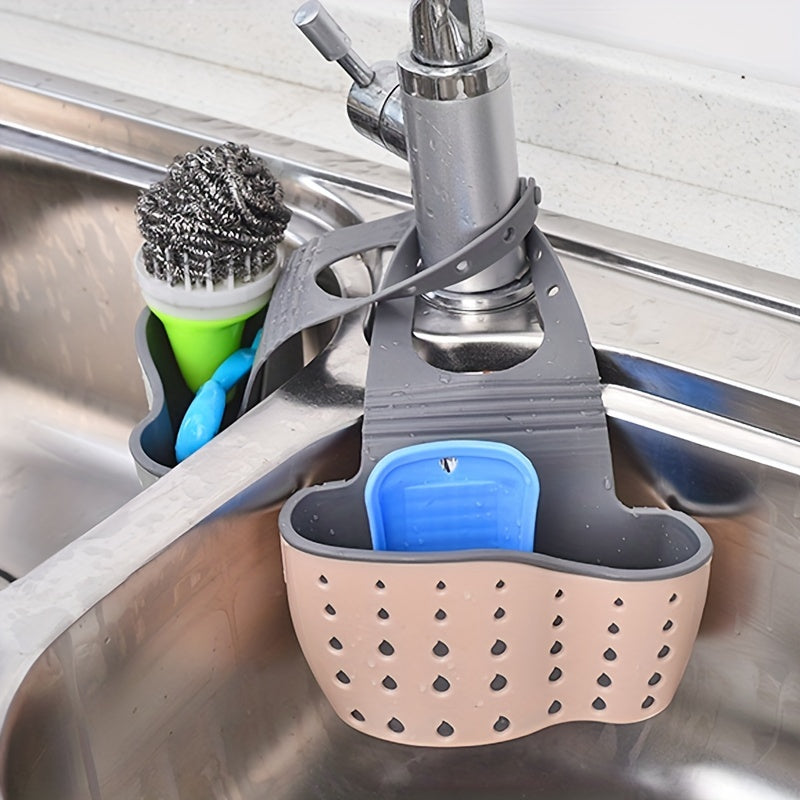 Adjustable Sink Sponge Rack - Hanging Drain Bag Organiser for Kitchen & Bathroom