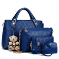 Women’s 4PCS Blue PU Leather Handbag Set Tote Shoulder Satchel Purse Hand Bag