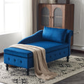 Velvet Chaise Lounge with Storage Right Arm Blue Upholstered Sofa Longue Chair