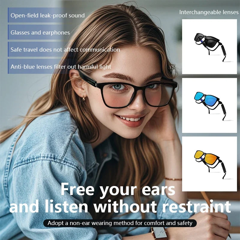 Bluetooth Smart Glasses - Wireless Music, UV Protection & Anti-Blue Light Sunglasses