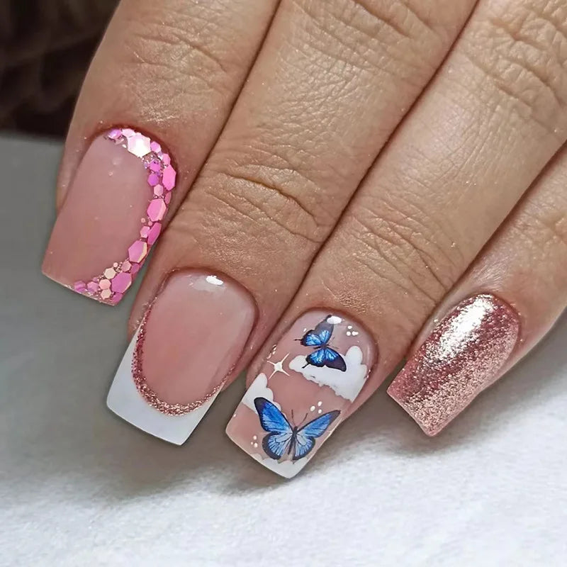Butterfly Blossom Square Press-On Nails