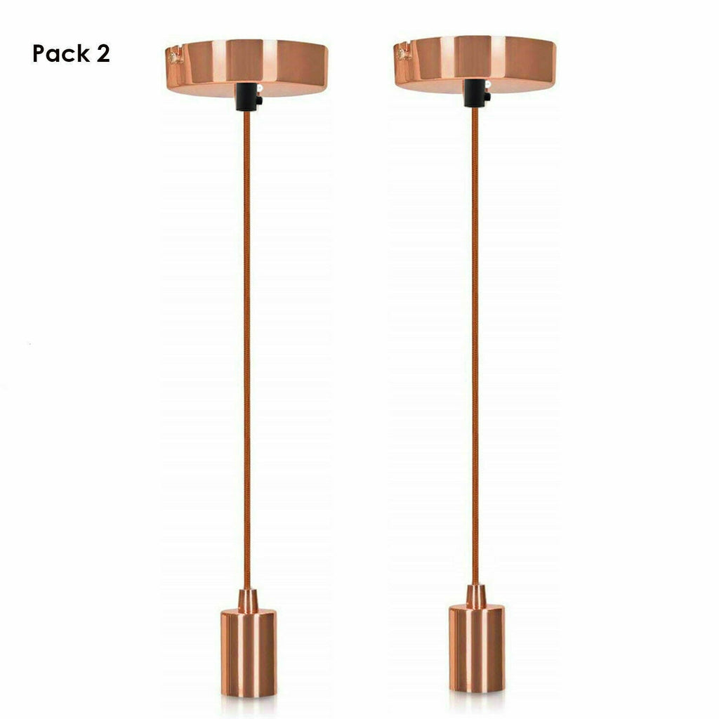 Ceiling Rose E27 Screw 2 Pendant Light Fabric Flex Lamp Holder~2486