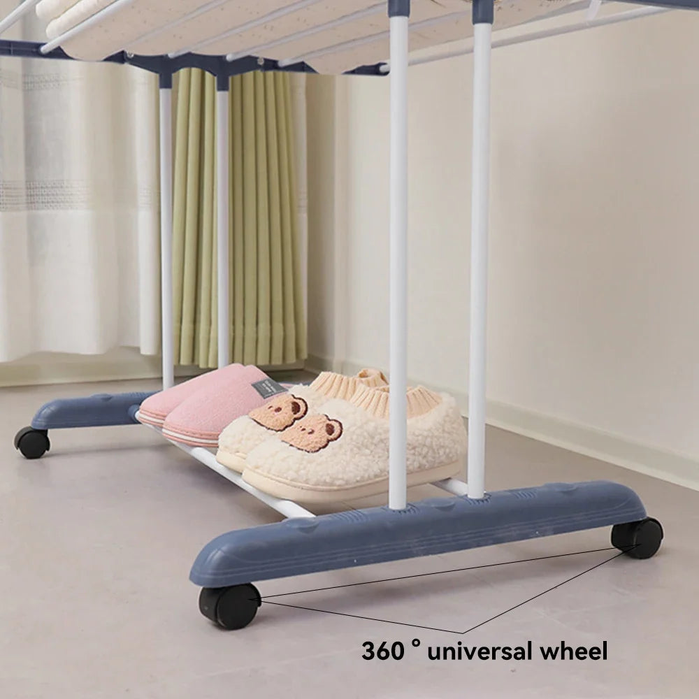 Foldable 4-Layer Drying Rack, Adjustable Towel Hanging Clothes Horse with Wheels