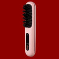 USB Rechargeable Electric Hair Straightener Brush - Portable Fast Heating Ionic Comb