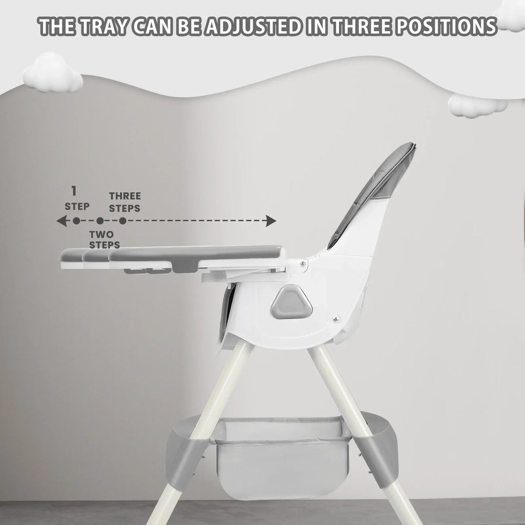 Foldable Baby High Chair - 6+ Months, Anti-Slip & Toy Rack, Easy Clean