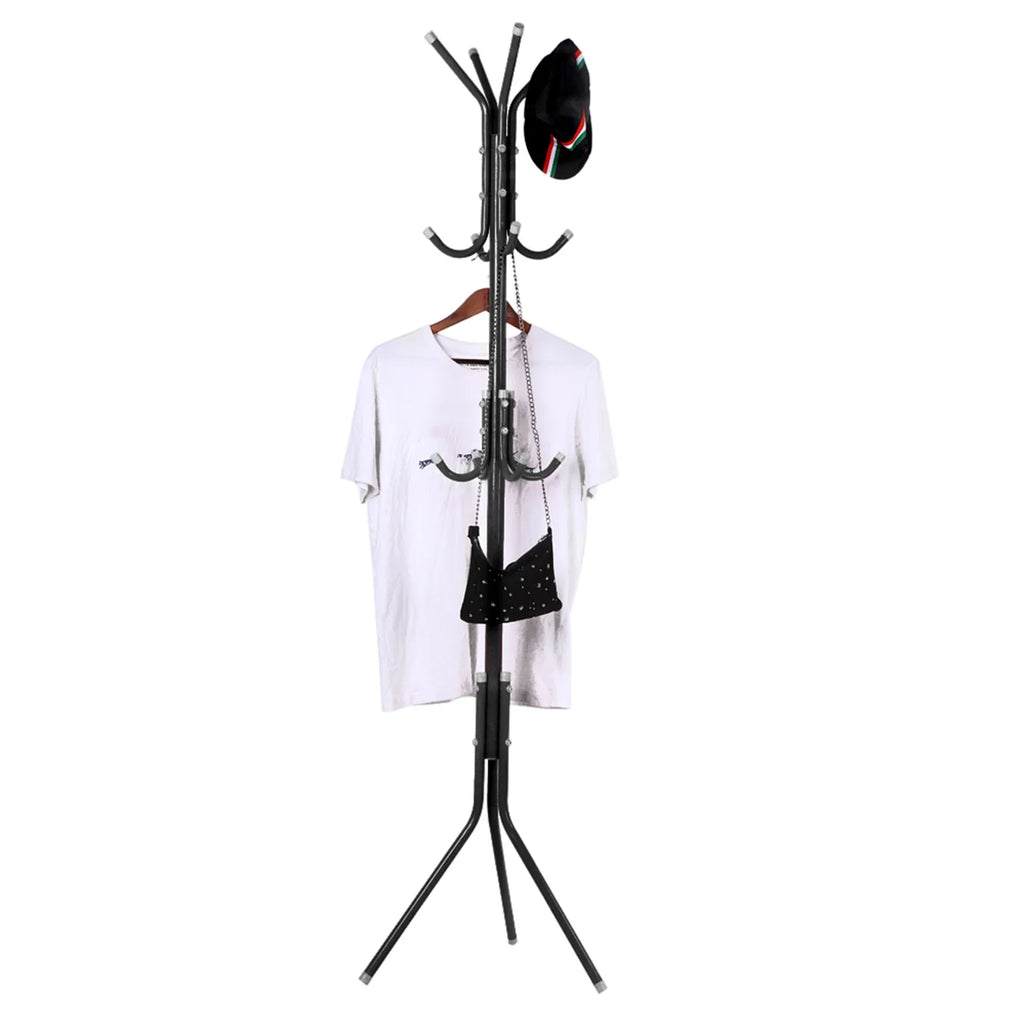 Freestanding Metal Coat Stand Clothes Hat Holder with Multi Hooks Home Hallway