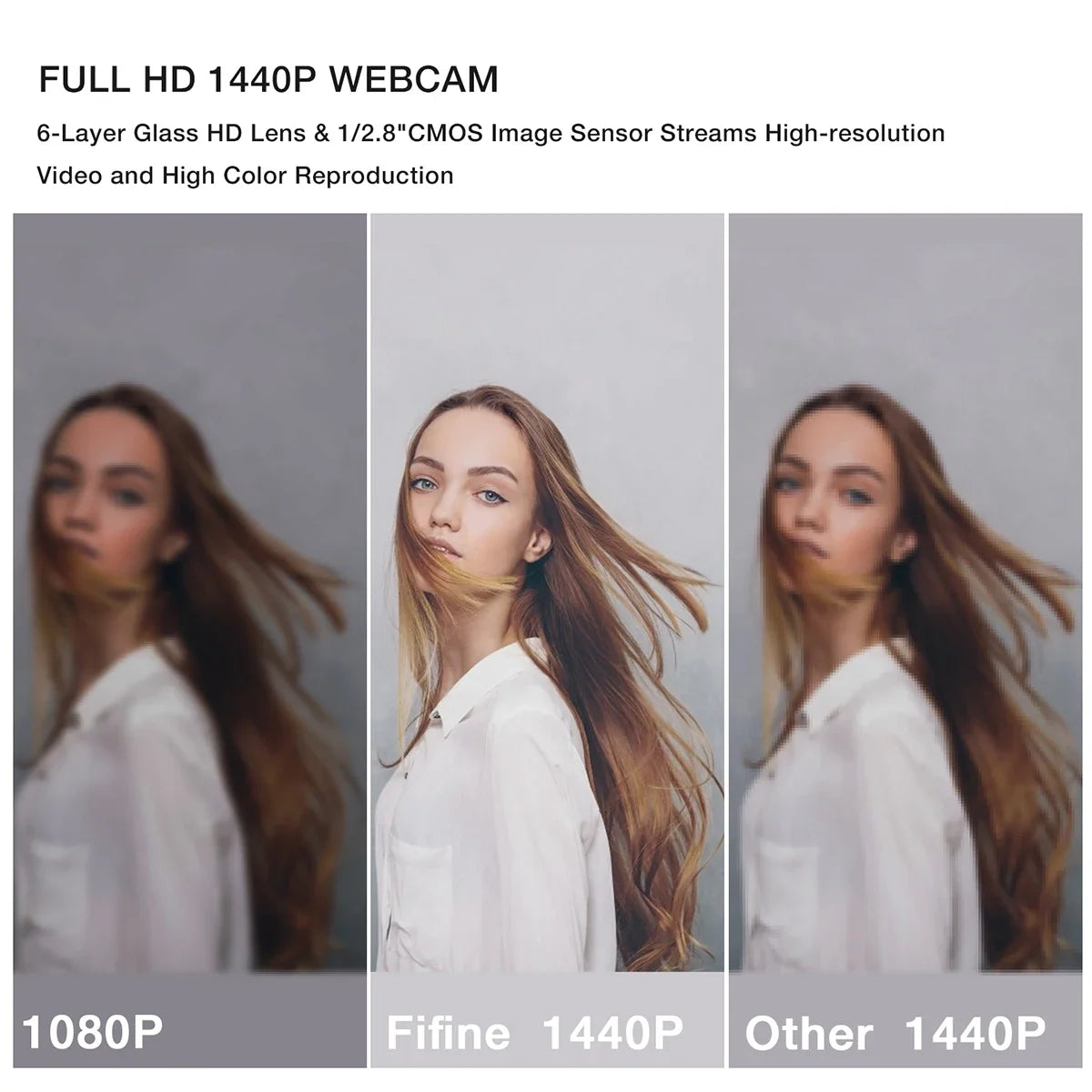1440p Full HD USB Webcam with Microphone & Tripod for PC Desktop & Laptop - Live Streaming & Video Calling Camera