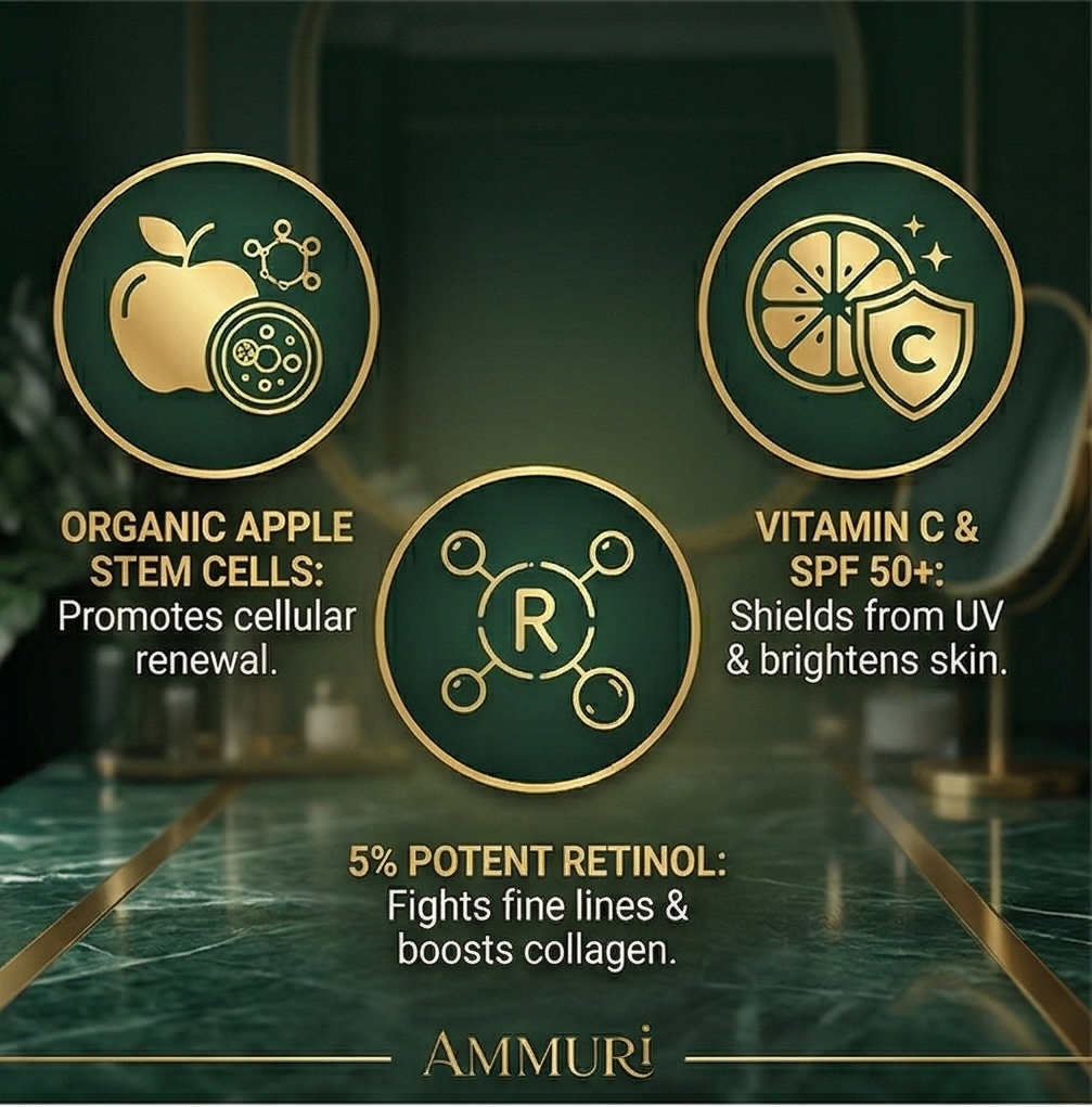Apple Stem Cell Retinol 5% Serum & Vitamin C SPF 50 Day Cream Set | Ammuri