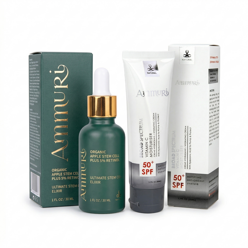 Apple Stem Cell Retinol 5% Serum & Vitamin C SPF 50 Day Cream Set | Ammuri