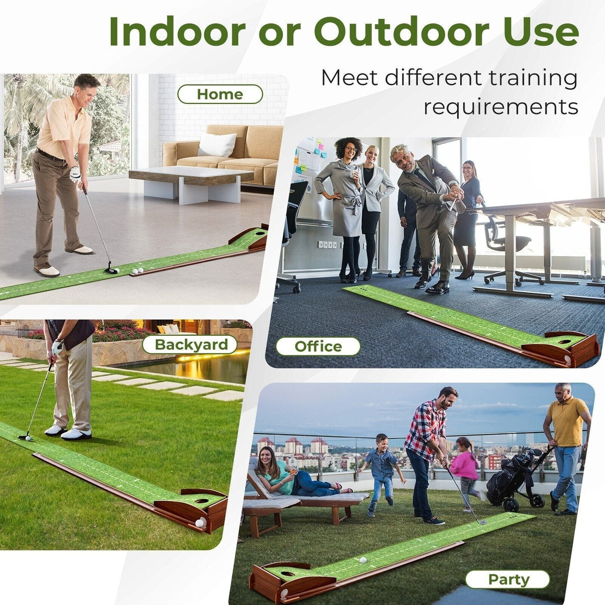 Premium Golf Putting Mat Practice Training Aid Auto Ball Return Indoor Putting Green