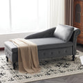 Velvet Chaise Lounge with Storage Right Arm Grey Upholstered Sofa Longue Chair