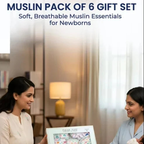 Mulmul Muslin Cotton Newborn Baby Gift Set Heart Print Soft Breathable Essentials for Infants Baby Shower and Daily Use