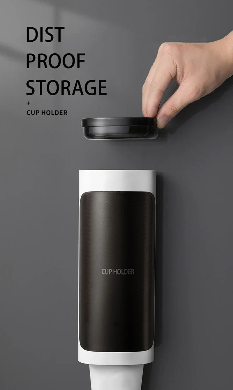 Household Wall-Mounted Automatically Drop Disposable Cup Holders Punch-Free Paper Cups Dust-Proof Drinking Fountain Racks