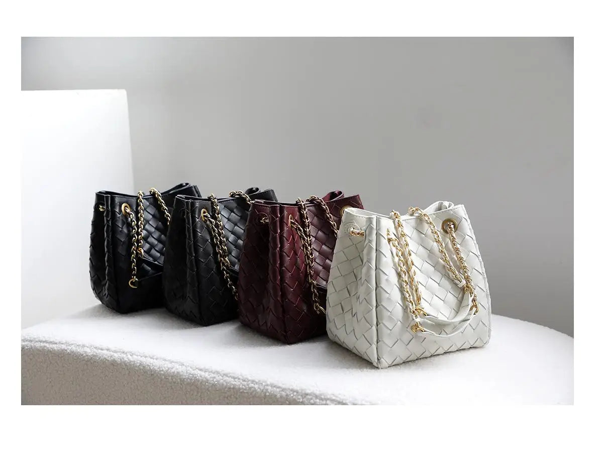 Women Bucket Hobo Bags Lady Underarm Shoulder Bag Crossbody Purse Genuine Leather Top-Handle Tote Handbag