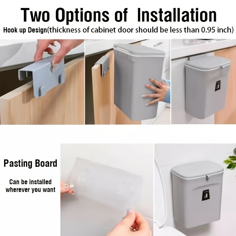 Hanging Cabinet Door Bin - Space-Saving Waste Bin for Bathroom, Kitchen, Office & Camping