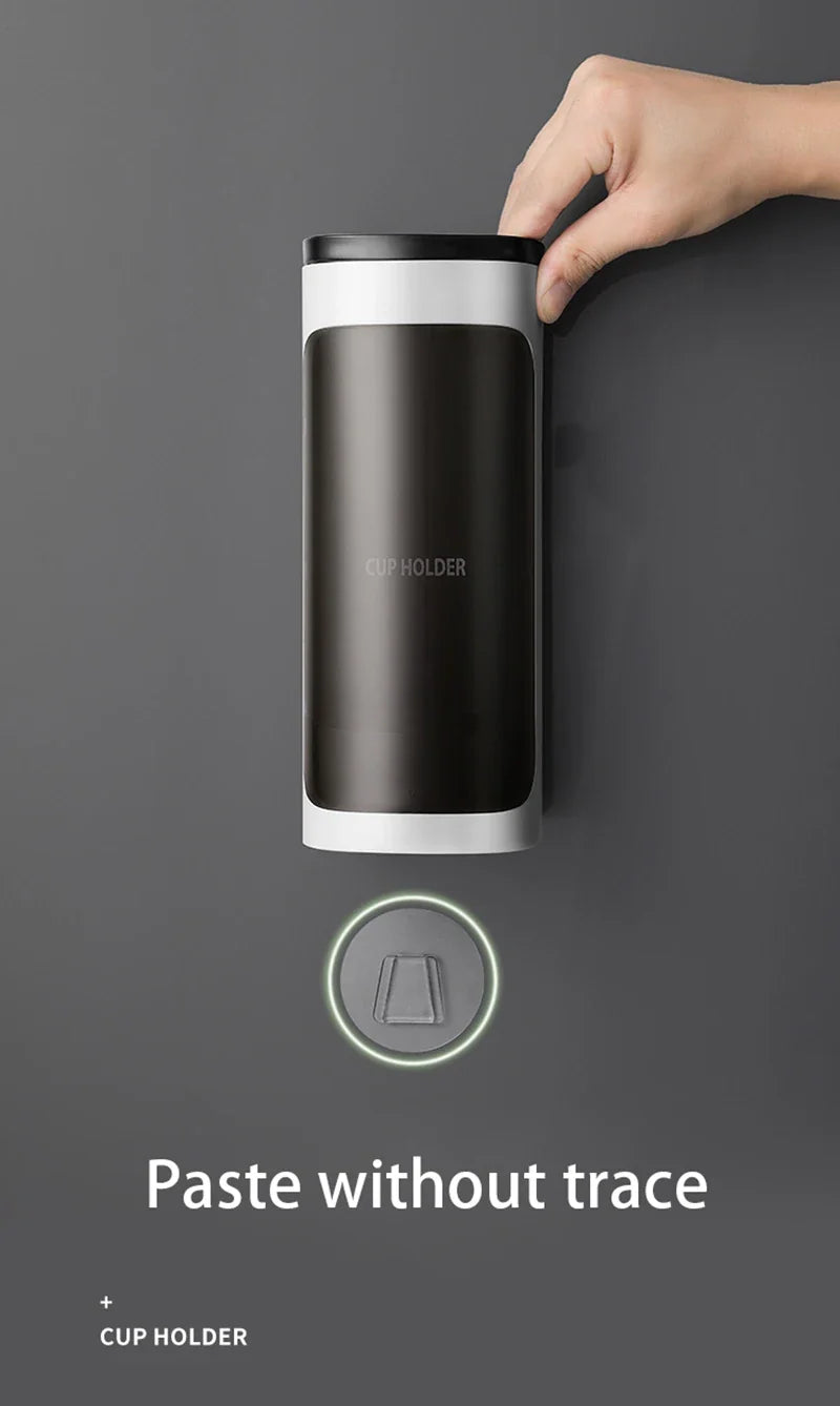 Household Wall-Mounted Automatically Drop Disposable Cup Holders Punch-Free Paper Cups Dust-Proof Drinking Fountain Racks