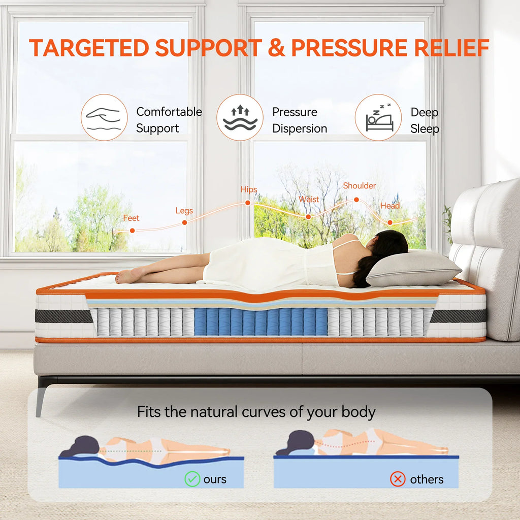 Hybrid Memory Foam and Pocket Spring Mattress, Breathable, 20cm, All Sizes